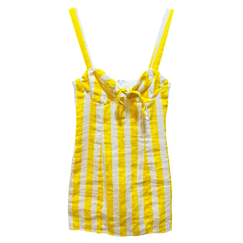 Lovers + Friends Yellow and White Striped Women's Mini Dress XS X-Small